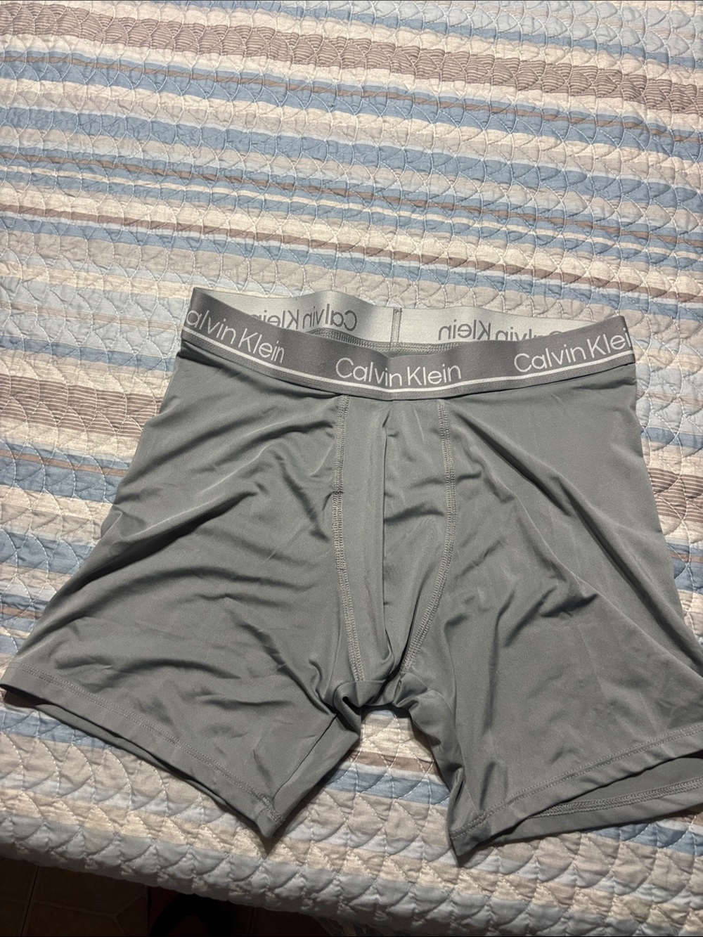 Calvin Klein Light Gray Men's Stretch Boxer Briefs with Logo Waistband